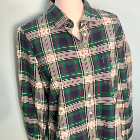 J. Crew Blue Plaid Boy Button Down Shirt Size 8 - Picture 3 of 8